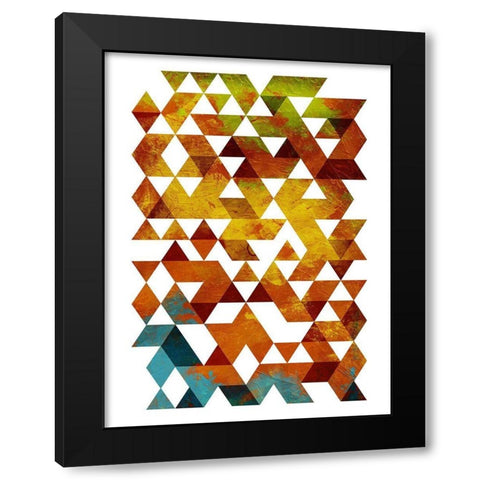 Lava Triangles Black Modern Wood Framed Art Print with Double Matting by OnRei