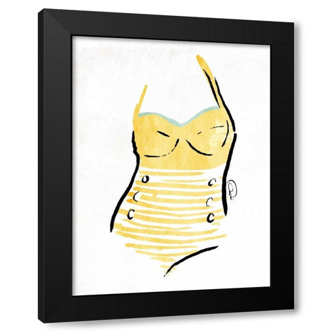 Vintage Swimsuit Pastel 1 Black Modern Wood Framed Art Print with Double Matting by OnRei