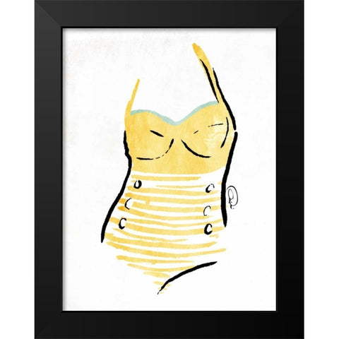 Vintage Swimsuit Pastel 1 Black Modern Wood Framed Art Print by OnRei