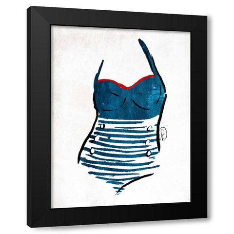 Vintage Swimsuit One Black Modern Wood Framed Art Print with Double Matting by OnRei