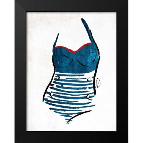 Vintage Swimsuit One Black Modern Wood Framed Art Print by OnRei