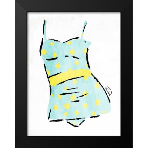 Vintage Swimsuit Pastel 2 Black Modern Wood Framed Art Print by OnRei