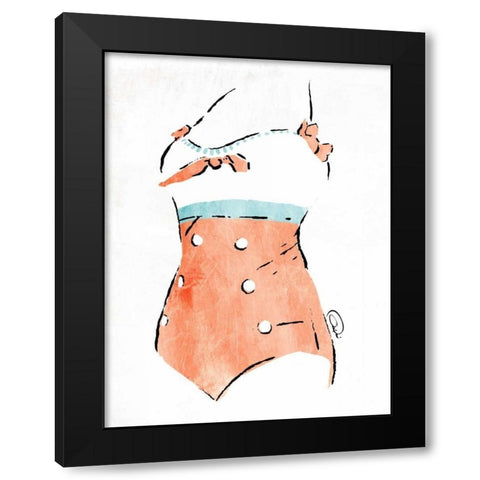 Vintage Swimsuit Pastel 3 Black Modern Wood Framed Art Print with Double Matting by OnRei