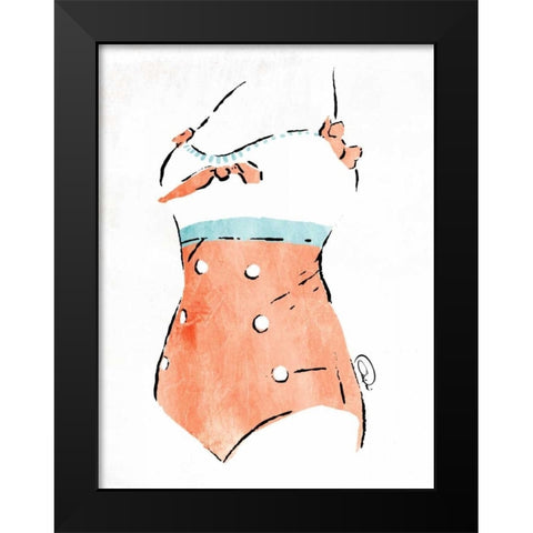 Vintage Swimsuit Pastel 3 Black Modern Wood Framed Art Print by OnRei