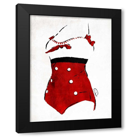 Vintage Swimsuit 3 Black Modern Wood Framed Art Print with Double Matting by OnRei