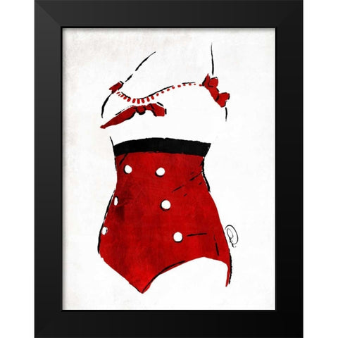 Vintage Swimsuit 3 Black Modern Wood Framed Art Print by OnRei