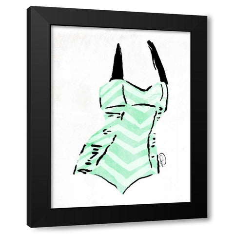 Vintage Swimsuit Pastel 4 Black Modern Wood Framed Art Print with Double Matting by OnRei