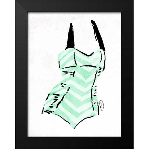 Vintage Swimsuit Pastel 4 Black Modern Wood Framed Art Print by OnRei