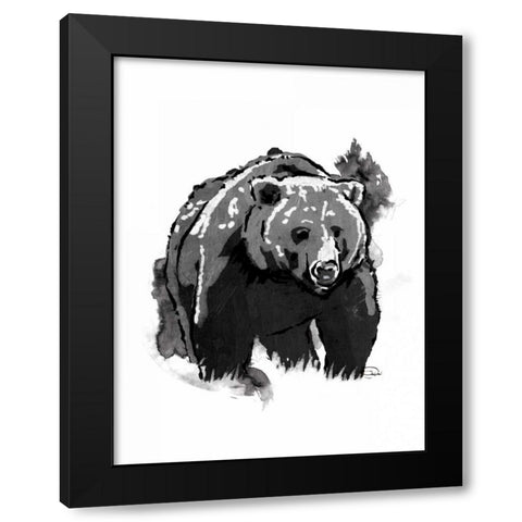 Black Bear Black Modern Wood Framed Art Print with Double Matting by OnRei