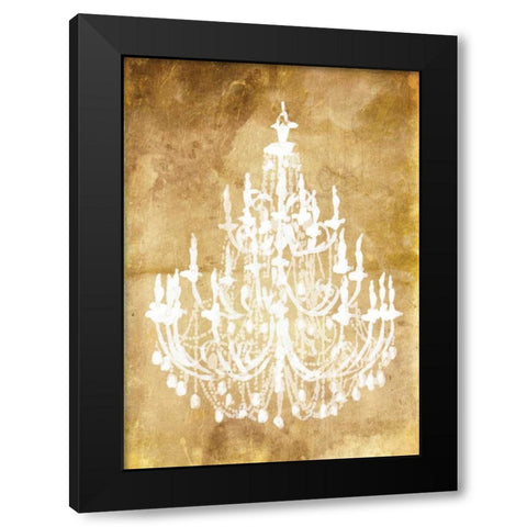 Gold Chandelier Black Modern Wood Framed Art Print with Double Matting by OnRei