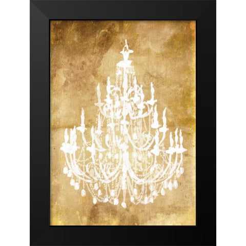 Gold Chandelier Black Modern Wood Framed Art Print by OnRei