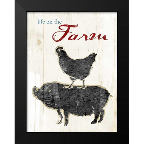 Life On The Farm Black Modern Wood Framed Art Print by OnRei