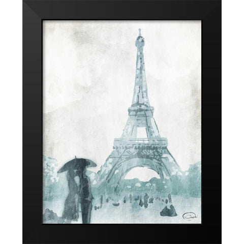 Love in Paris Black Modern Wood Framed Art Print by OnRei