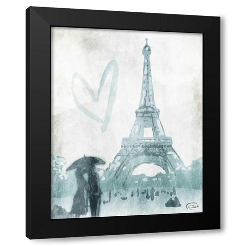 Eiffel Love Black Modern Wood Framed Art Print with Double Matting by OnRei