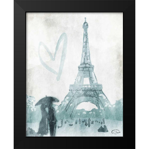 Eiffel Love Black Modern Wood Framed Art Print by OnRei