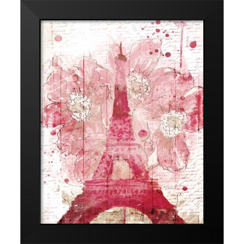 Paris Bloom Black Modern Wood Framed Art Print by OnRei