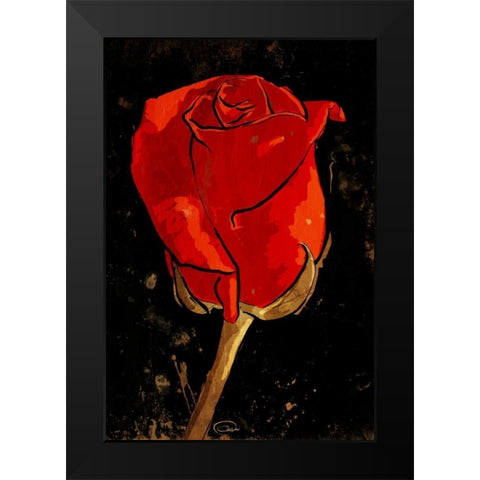 Golden Rose Black Modern Wood Framed Art Print by OnRei