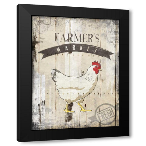 Farmers Market Black Modern Wood Framed Art Print with Double Matting by OnRei