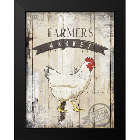 Farmers Market Black Modern Wood Framed Art Print by OnRei