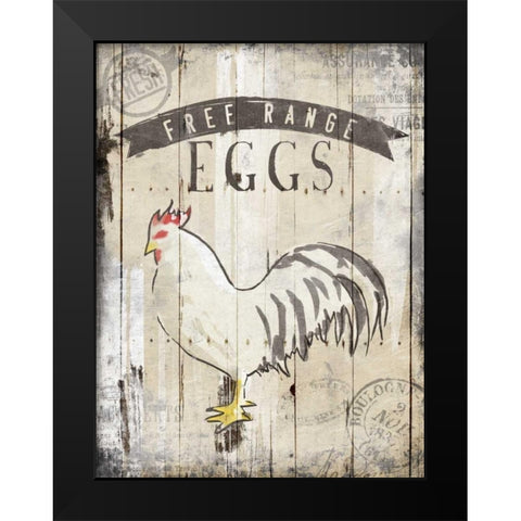 Free Range Eggs Black Modern Wood Framed Art Print by OnRei