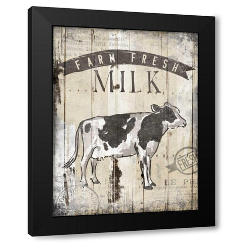 Farm Fresh Milk Black Modern Wood Framed Art Print with Double Matting by OnRei