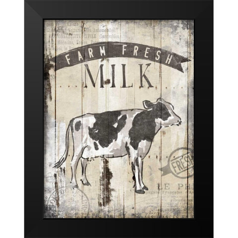 Farm Fresh Milk Black Modern Wood Framed Art Print by OnRei