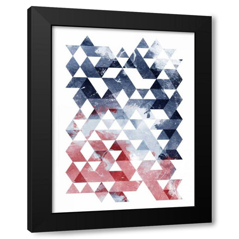 Americana Triangles Black Modern Wood Framed Art Print with Double Matting by OnRei