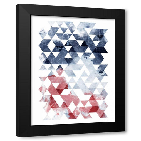 Americana Triangles Too Black Modern Wood Framed Art Print with Double Matting by OnRei