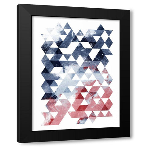 Americana Triangles Third Black Modern Wood Framed Art Print with Double Matting by OnRei