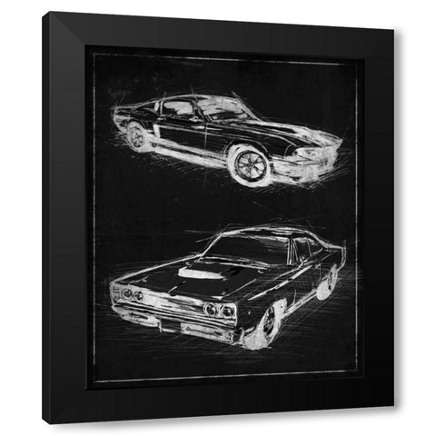 Car Black Print Black Modern Wood Framed Art Print with Double Matting by OnRei