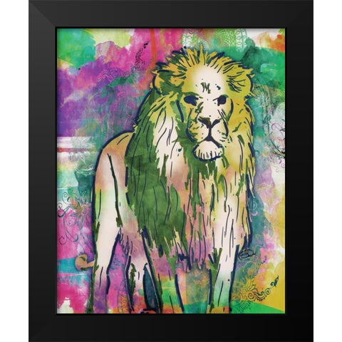 Lion Dark Bright Henna Black Modern Wood Framed Art Print by OnRei