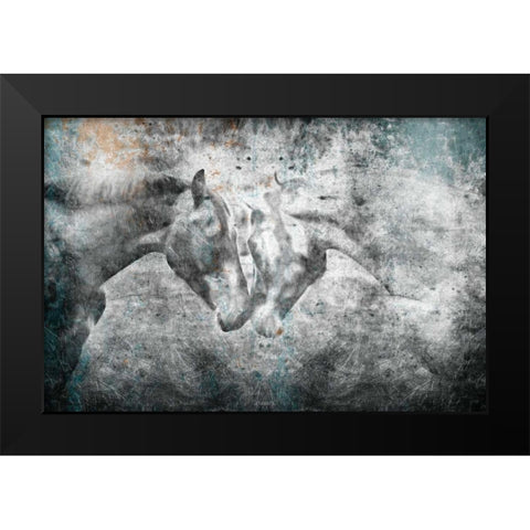 Love Horses Black Modern Wood Framed Art Print by OnRei