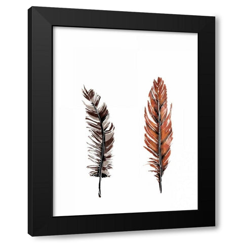 Traditional Sketched Feathers Black Modern Wood Framed Art Print with Double Matting by OnRei