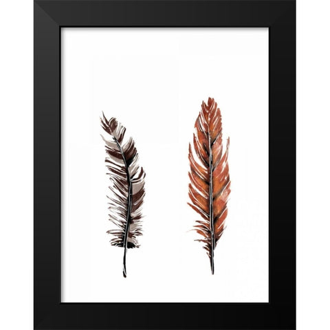 Traditional Sketched Feathers Black Modern Wood Framed Art Print by OnRei