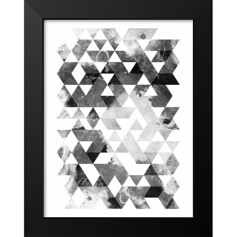 Black And White Triangles Black Modern Wood Framed Art Print by OnRei