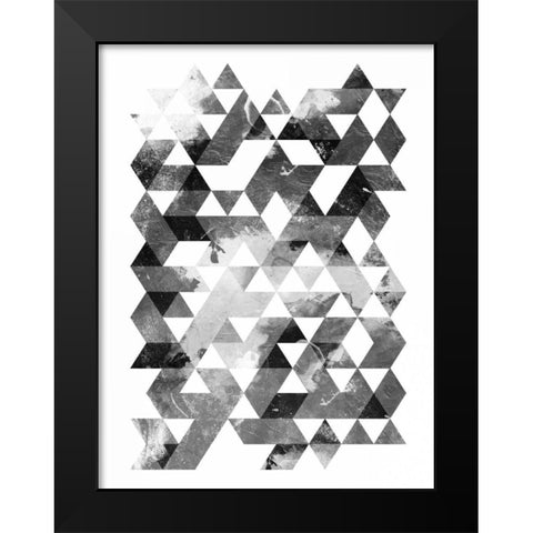 Black And White Triangles Mate Black Modern Wood Framed Art Print by OnRei