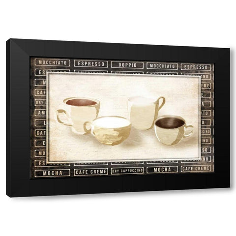 Row Of Coffee Cream Black Modern Wood Framed Art Print with Double Matting by OnRei