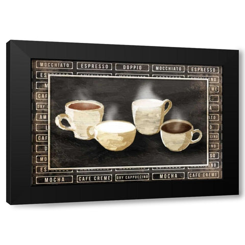 Row Of Coffee Black Modern Wood Framed Art Print with Double Matting by OnRei