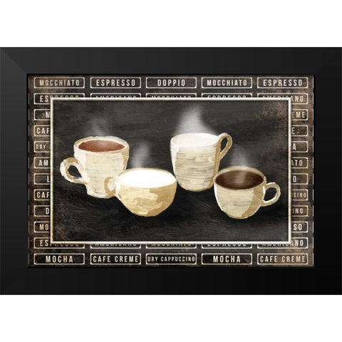 Row Of Coffee Black Modern Wood Framed Art Print by OnRei