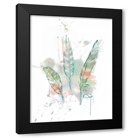 Three Feathers Wild Black Modern Wood Framed Art Print with Double Matting by OnRei