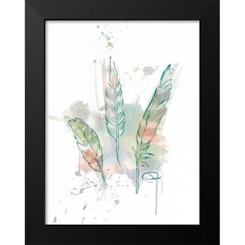 Three Feathers Wild Black Modern Wood Framed Art Print by OnRei