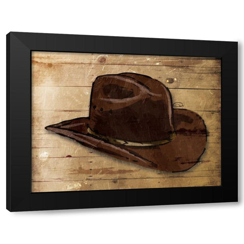 Sketched Hat Black Modern Wood Framed Art Print with Double Matting by OnRei