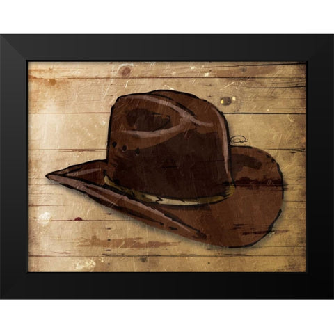 Sketched Hat Black Modern Wood Framed Art Print by OnRei