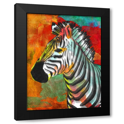 Vibrant Zebra Black Modern Wood Framed Art Print with Double Matting by OnRei