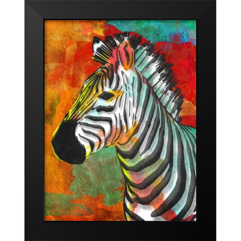 Vibrant Zebra Black Modern Wood Framed Art Print by OnRei