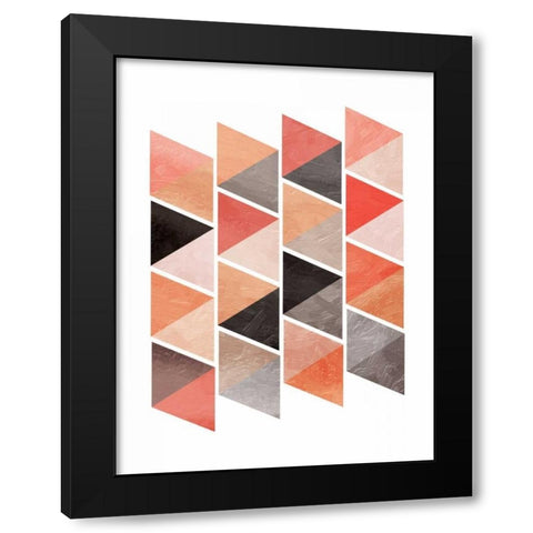 School Of Rose Triangles Black Modern Wood Framed Art Print with Double Matting by OnRei