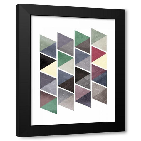 School Of Mud Triangles Black Modern Wood Framed Art Print with Double Matting by OnRei