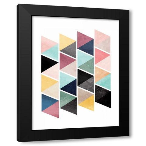 School Of Triangles Black Modern Wood Framed Art Print with Double Matting by OnRei