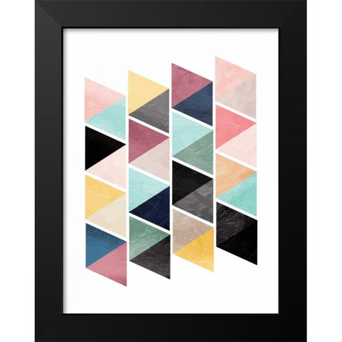 School Of Triangles Black Modern Wood Framed Art Print by OnRei