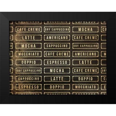 Coffee List Black Modern Wood Framed Art Print by OnRei